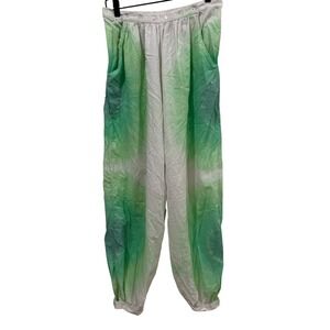 Cali by Cali Dreaming Green White Tie Dye Cotton Harem Pants‎ Womens ML